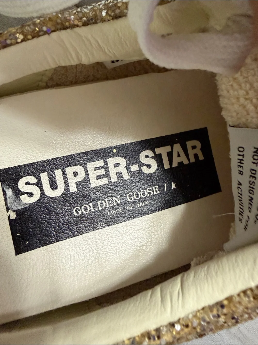 Golden Goose Super Star Gold Glitter Low-Top Sneaker size 8.5